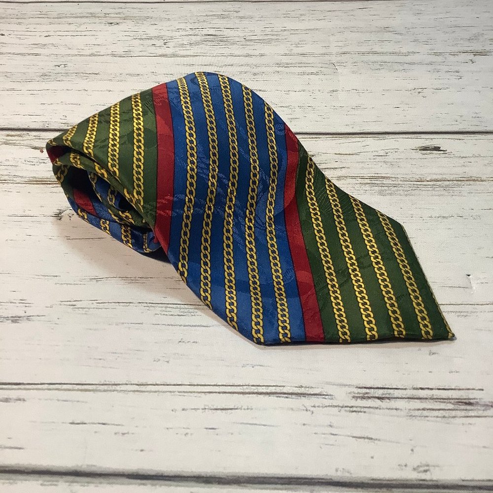 Richel 100% Silk Spanish Tie Gold Chain Print